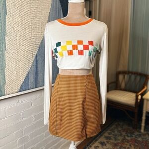 Urban Outfitters Orange and Blue Micro Plaid Mini Skirt